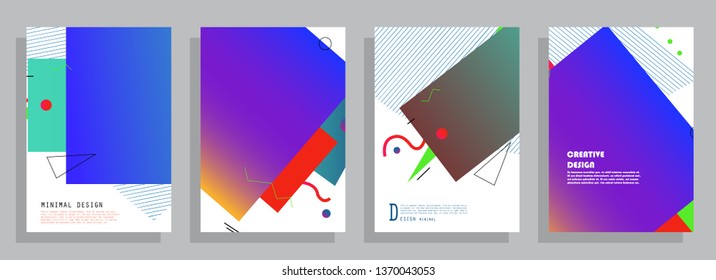 Covers templates set with graphic geometric elements. Applicable for brochures, posters, covers and banners. Vector illustrations.