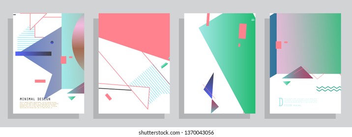 Covers templates set with graphic geometric elements. Applicable for brochures, posters, covers and banners. Vector illustrations.