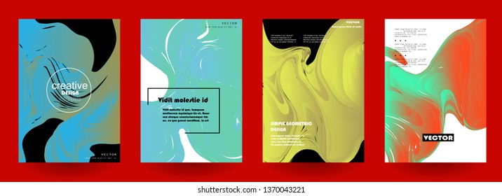 Covers templates set with graphic geometric elements. Applicable for brochures, posters, covers and banners. Vector illustrations.