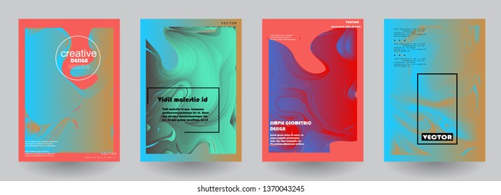 Covers templates set with graphic geometric elements. Applicable for brochures, posters, covers and banners. Vector illustrations.