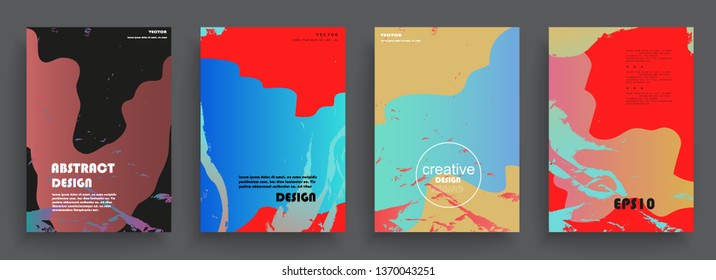 Covers templates set with graphic geometric elements. Applicable for brochures, posters, covers and banners. Vector illustrations.