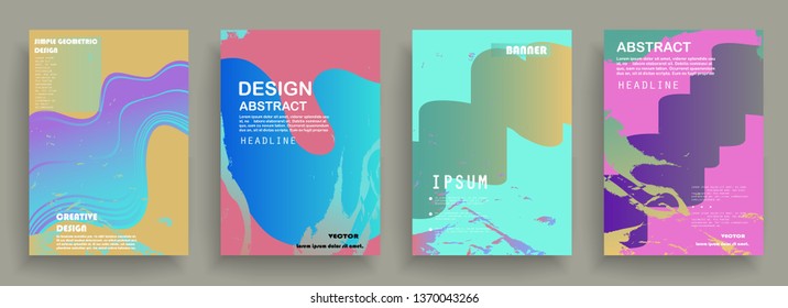 Covers templates set with graphic geometric elements. Applicable for brochures, posters, covers and banners. Vector illustrations.