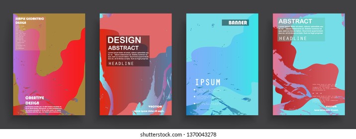 Covers templates set with graphic geometric elements. Applicable for brochures, posters, covers and banners. Vector illustrations.
