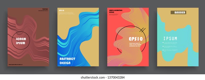 Covers templates set with graphic geometric elements. Applicable for brochures, posters, covers and banners. Vector illustrations.