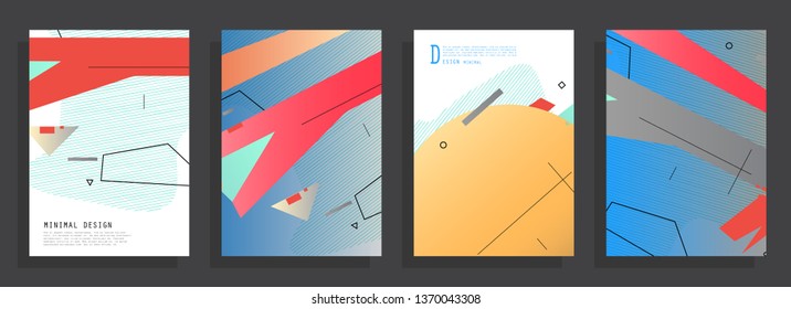 Covers templates set with graphic geometric elements. Applicable for brochures, posters, covers and banners. Vector illustrations.