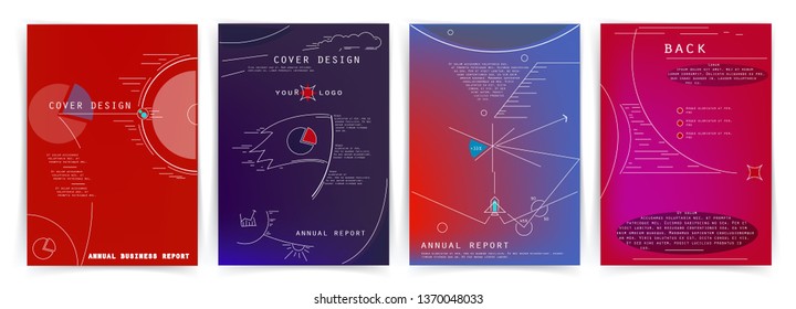 Covers templates set with graphic geometric elements. Applicable for brochures, posters, covers and banners. Vector illustrations.