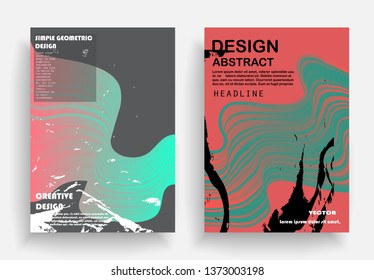 Covers templates set with graphic geometric elements. Applicable for brochures, posters, covers and banners. Vector illustrations.