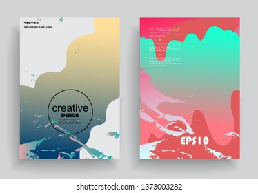 Covers templates set with graphic geometric elements. Applicable for brochures, posters, covers and banners. Vector illustrations.
