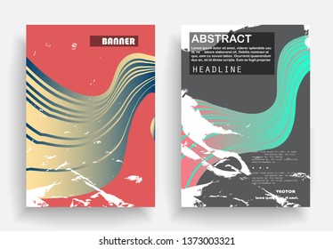 Covers templates set with graphic geometric elements. Applicable for brochures, posters, covers and banners. Vector illustrations.