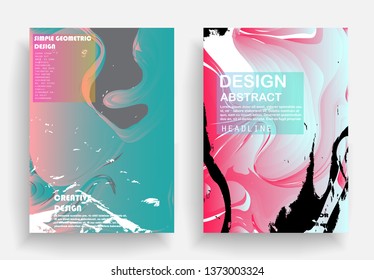 Covers templates set with graphic geometric elements. Applicable for brochures, posters, covers and banners. Vector illustrations.