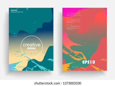 Covers templates set with graphic geometric elements. Applicable for brochures, posters, covers and banners. Vector illustrations.