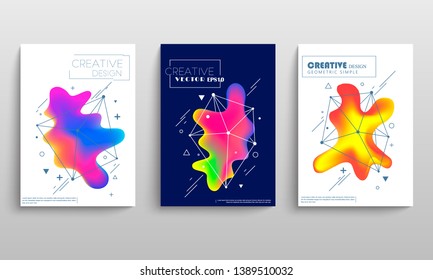 Covers templates set with graphic geometric elements. Applicable for brochures, posters, covers and banners. Vector illustrations.