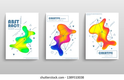 Covers templates set with graphic geometric elements. Applicable for brochures, posters, covers and banners. Vector illustrations.