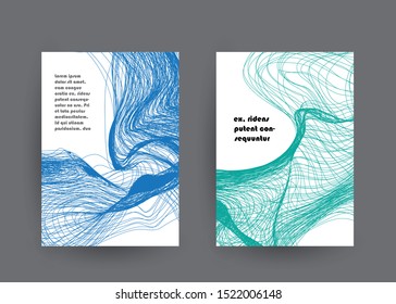Covers templates set with graphic geometric elements. Applicable for brochures, posters, covers and banners. Vector illustrations.