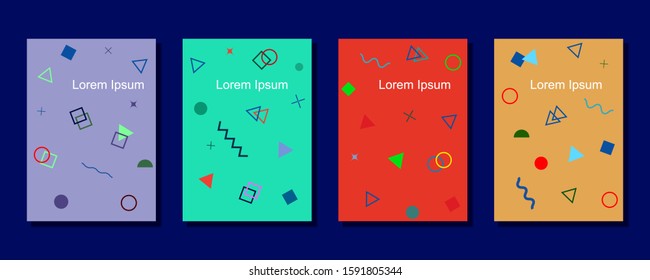 Covers templates set with graphic geometric elements. Trendy memphis style. Applicable for brochures, posters, covers and banners. Eps 10 vector illustration.