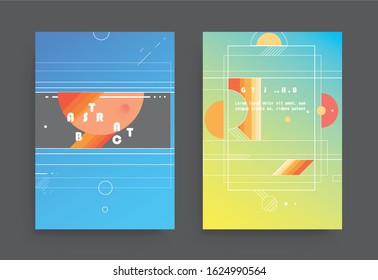 Covers templates set with graphic geometric elements. Applicable for brochures, posters, covers and banners. Vector illustrations.