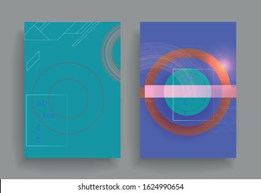Covers templates set with graphic geometric elements. Applicable for brochures, posters, covers and banners. Vector illustrations.