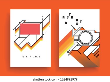 Covers templates set with graphic geometric elements. Applicable for brochures, posters, covers and banners. Vector illustrations.