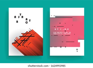 Covers templates set with graphic geometric elements. Applicable for brochures, posters, covers and banners. Vector illustrations.