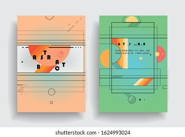 Covers templates set with graphic geometric elements. Applicable for brochures, posters, covers and banners. Vector illustrations.