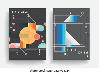 Behandelt Vorlagen, die mit grafischen geometrischen Elementen festgelegt wurden. Anwendbar für Broschüren, Poster, Cover und Banner. Vektorgrafiken.