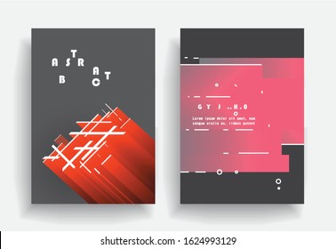 Covers templates set with graphic geometric elements. Applicable for brochures, posters, covers and banners. Vector illustrations.