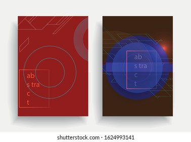 Covers templates set with graphic geometric elements. Applicable for brochures, posters, covers and banners. Vector illustrations.