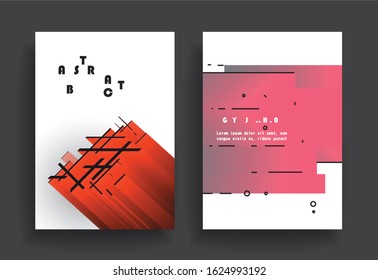 Covers templates set with graphic geometric elements. Applicable for brochures, posters, covers and banners. Vector illustrations.