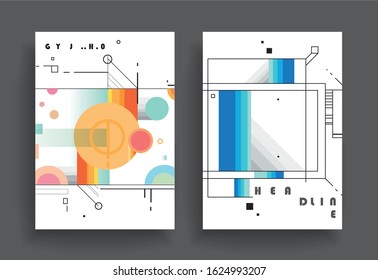 Covers templates set with graphic geometric elements. Applicable for brochures, posters, covers and banners. Vector illustrations.