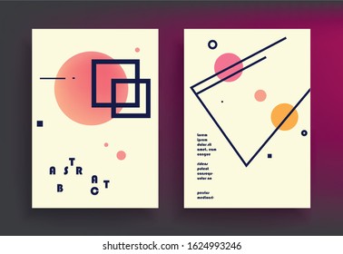Covers templates set with graphic geometric elements. Applicable for brochures, posters, covers and banners. Vector illustrations.