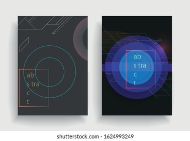 Covers templates set with graphic geometric elements. Applicable for brochures, posters, covers and banners. Vector illustrations.