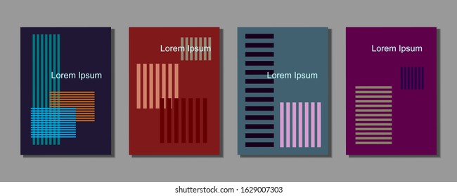 Covers templates set with graphic geometric elements. Applicable for brochures, posters, covers and banners. Eps 10 vector illustration.