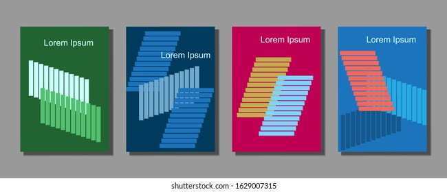 Covers templates set with graphic geometric elements. Applicable for brochures, posters, covers and banners. Eps 10 vector illustration.