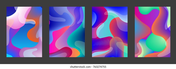 Covers templates set with graphic geometric elements. Applicable for brochures, posters, covers and banners. Vector illustrations.