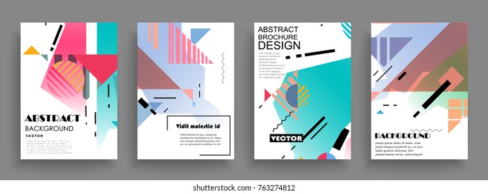 Covers templates set with graphic geometric elements. Applicable for brochures, posters, covers and banners. Vector illustrations.