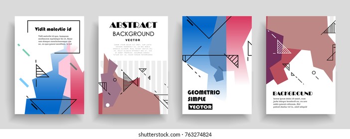 Covers templates set with graphic geometric elements. Applicable for brochures, posters, covers and banners. Vector illustrations.