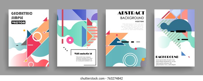 Covers templates set with graphic geometric elements. Applicable for brochures, posters, covers and banners. Vector illustrations.