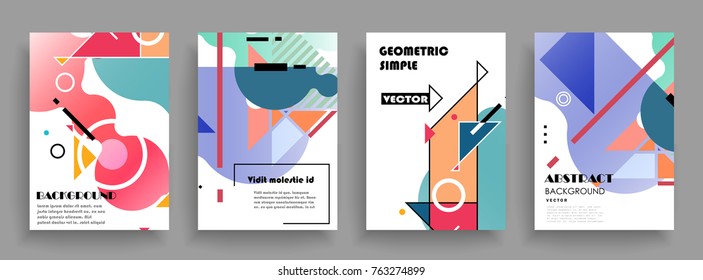 Covers templates set with graphic geometric elements. Applicable for brochures, posters, covers and banners. Vector illustrations.
