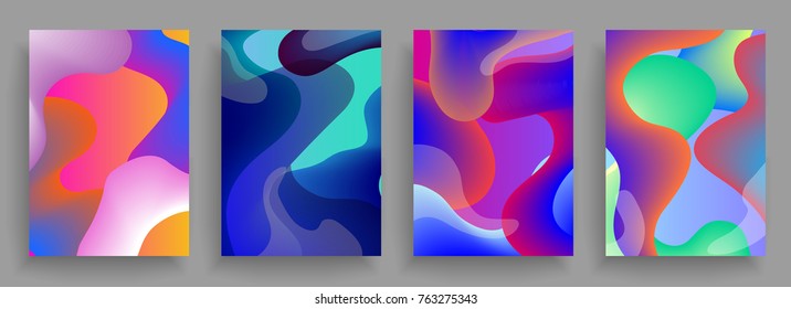 Covers templates set with graphic geometric elements. Applicable for brochures, posters, covers and banners. Vector illustrations.