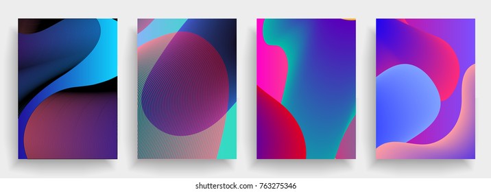 Covers templates set with graphic geometric elements. Applicable for brochures, posters, covers and banners. Vector illustrations.