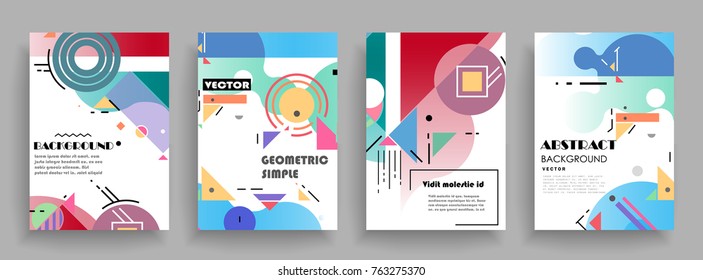 Covers templates set with graphic geometric elements. Applicable for brochures, posters, covers and banners. Vector illustrations.
