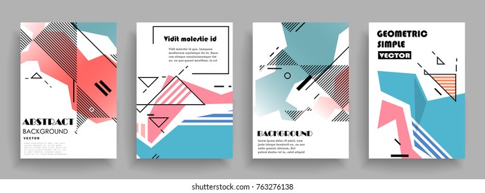 Covers templates set with graphic geometric elements. Applicable for brochures, posters, covers and banners. Vector illustrations.