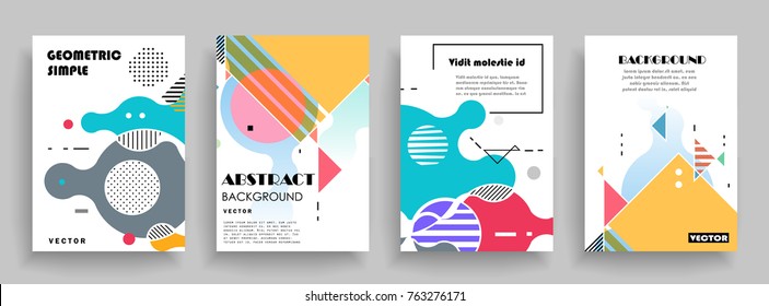 Covers templates set with graphic geometric elements. Applicable for brochures, posters, covers and banners. Vector illustrations.