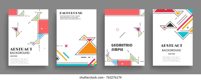 Covers templates set with graphic geometric elements. Applicable for brochures, posters, covers and banners. Vector illustrations.