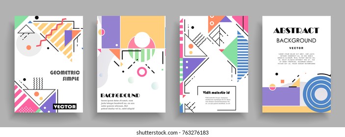 Covers templates set with graphic geometric elements. Applicable for brochures, posters, covers and banners. Vector illustrations.