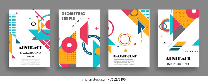 Covers templates set with graphic geometric elements. Applicable for brochures, posters, covers and banners. Vector illustrations.