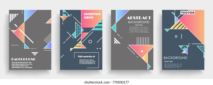 Covers templates set with graphic geometric elements. Applicable for brochures, posters, covers and banners. Vector illustrations.