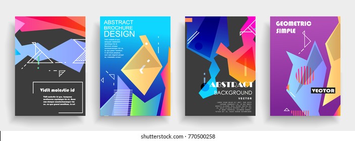 Covers templates set with graphic geometric elements. Applicable for brochures, posters, covers and banners. Vector illustrations.