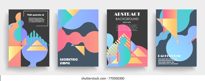 Covers templates set with graphic geometric elements. Applicable for brochures, posters, covers and banners. Vector illustrations.