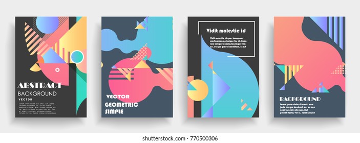 Covers templates set with graphic geometric elements. Applicable for brochures, posters, covers and banners. Vector illustrations.